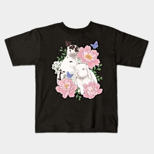 Bunnies and Peonies Kids T-Shirt